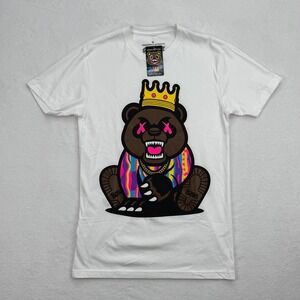 BAWS Graphic T-Shirt Bear with Crown Streetwear Hip Hop Fashion Size S‎